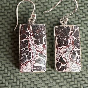 Crazy Lace gemstone earrings set in Sterling silver 925